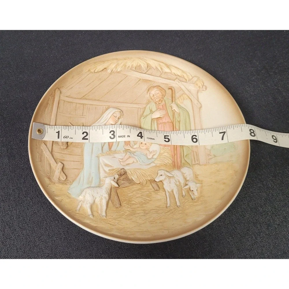 Homco Nativity Scene Plate #5102 3D Raised Nativity Scene w/ Jesus Mary Joseph
